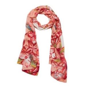 Vince Camuto Women's Spring Blossom Femme Floral Oblong Scarf, Coral, NWT